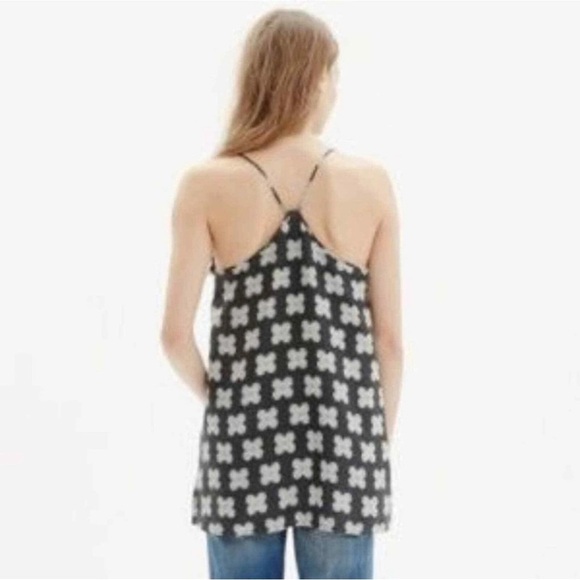 Madewell 100% Silk Size 4 Black & White Spaghetti Strap Cami Layering Tank Top - Picture 9 of 9